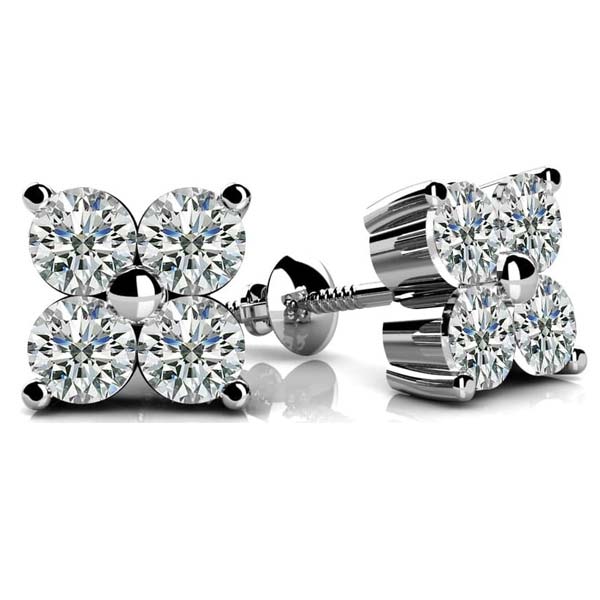 Lab Grown Cluster Stud Diamond Earrings