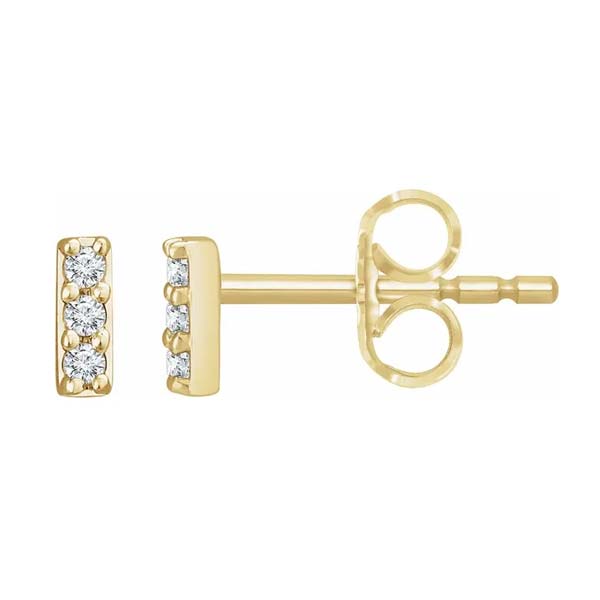 14K Yellow .05 CTW Natural Diamond Bar Earrings