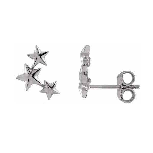 14K White Star Ear Climbers