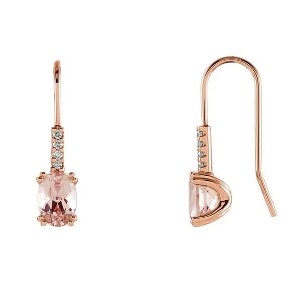 14K Rose Natural Morganite & .05 CTW Natural Diamond Earrings