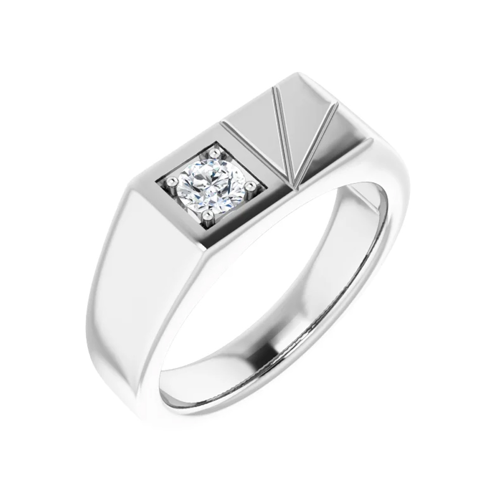 14K White 1/3 CT Natural Diamond Ring