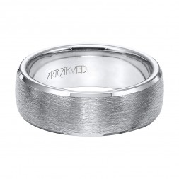 Tungsten Carbide Wedding Band With Wire Brushed Finish