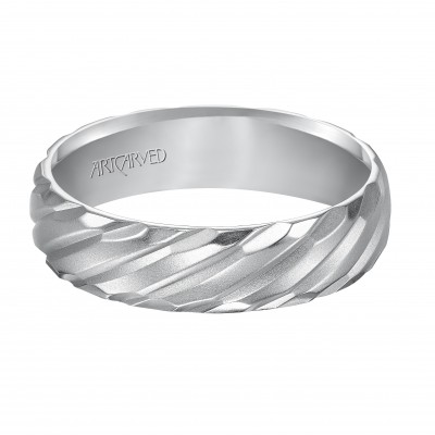 Wedding Band With Mate Finish And A Rope Designs