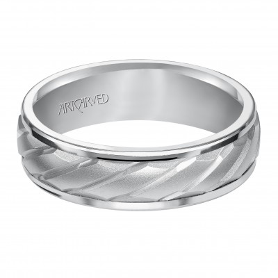 Wedding Band With Mate Finish And A Rope Designs In The Center