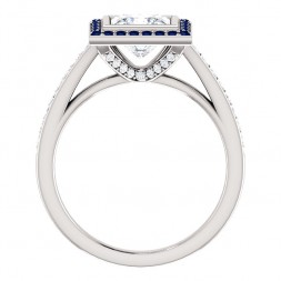 Moissanite Diamond and Sapphire Ring