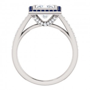 Moissanite Diamond and Sapphire Ring