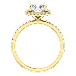 14K Yellow 7 mm Cushion Engagement Ring