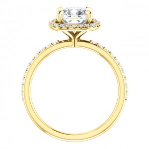 14K Yellow 7 mm Cushion Engagement Ring