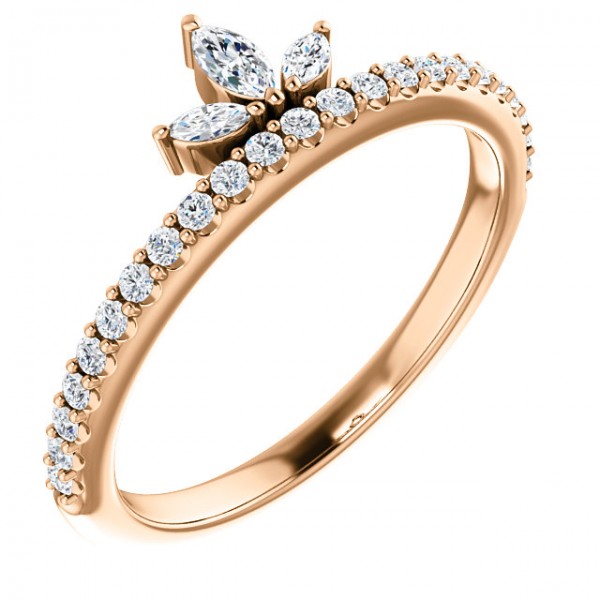 14K Rose 1/3 CTW Diamond Stackable Crown Ring