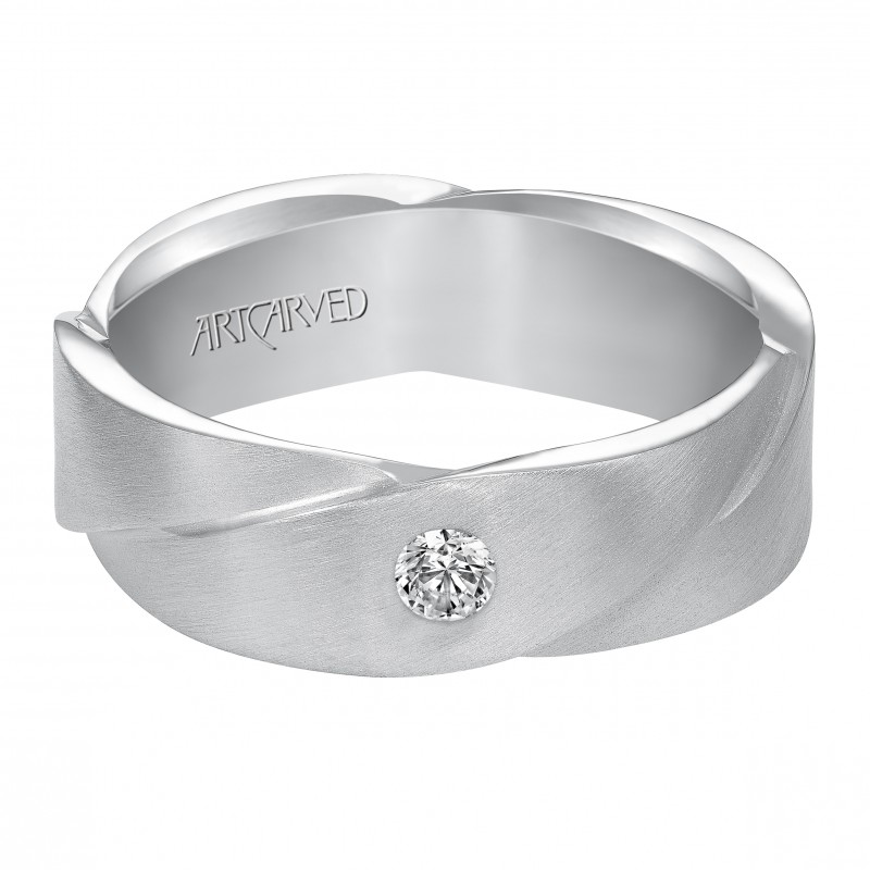 Diamond Woven Wedding Band With Satin Finish