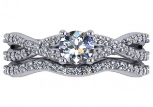 14 KT White Gold .86CTTW Twisted Engagement Ring