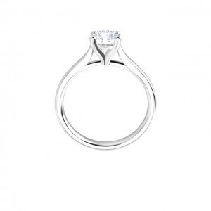 14K White .75 CT Round Signature Engagement Ring