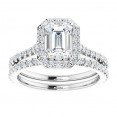14K White 7x5 (1 ct.) mm Emerald Lab Grown  Diamond Engagement Ring Mounting