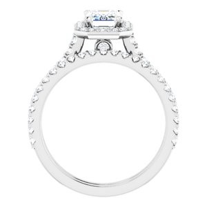 14K White 7x5 (1 ct.) mm Emerald Lab Grown  Diamond Engagement Ring Mounting