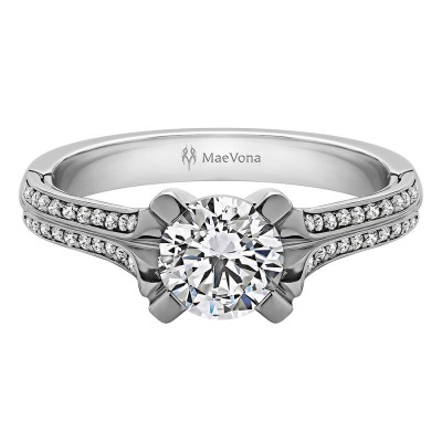 ORONSAY ROUND PAVE ENGAGEMENT WITH 0.40ct H-SI CENTER STONE