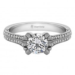 ORONSAY ROUND PAVE ENGAGEMENT WITH 0.40ct H-SI CENTER STONE