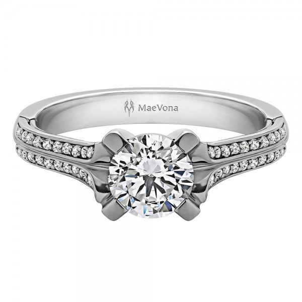 ORONSAY ROUND PAVE ENGAGEMENT WITH 0.40ct H-SI CENTER STONE