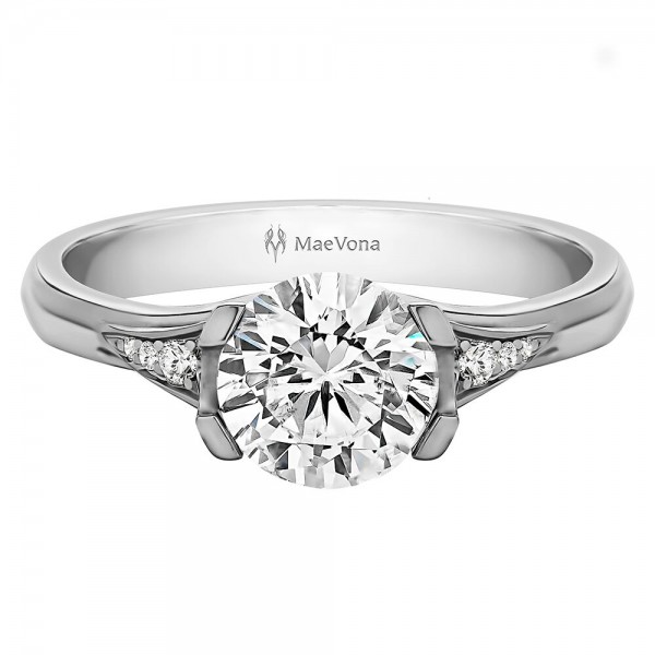 EORSA ROUND PAVE ENGAGEMENT WITH 0.40ct H-SI ROUND CENTER