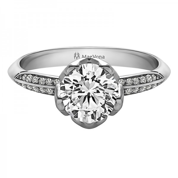 BLUEBELL ROUND PAVE ENGAGEMENT WITH 0.40ct H-SI CENTER STONE
