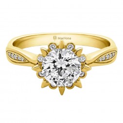 SNOWDROP ROUND HALO PAVE ENGAGEMENT WITH 0.40ct H-SI DIAMOND CENTER