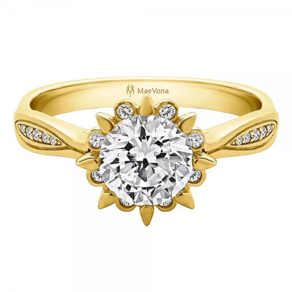 SNOWDROP ROUND HALO PAVE ENGAGEMENT WITH 0.40ct H-SI DIAMOND CENTER