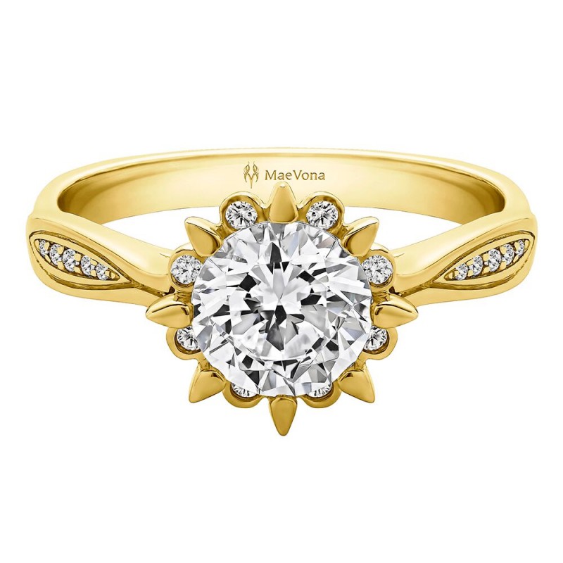 SNOWDROP ROUND HALO PAVE ENGAGEMENT WITH 0.40ct H-SI DIAMOND CENTER