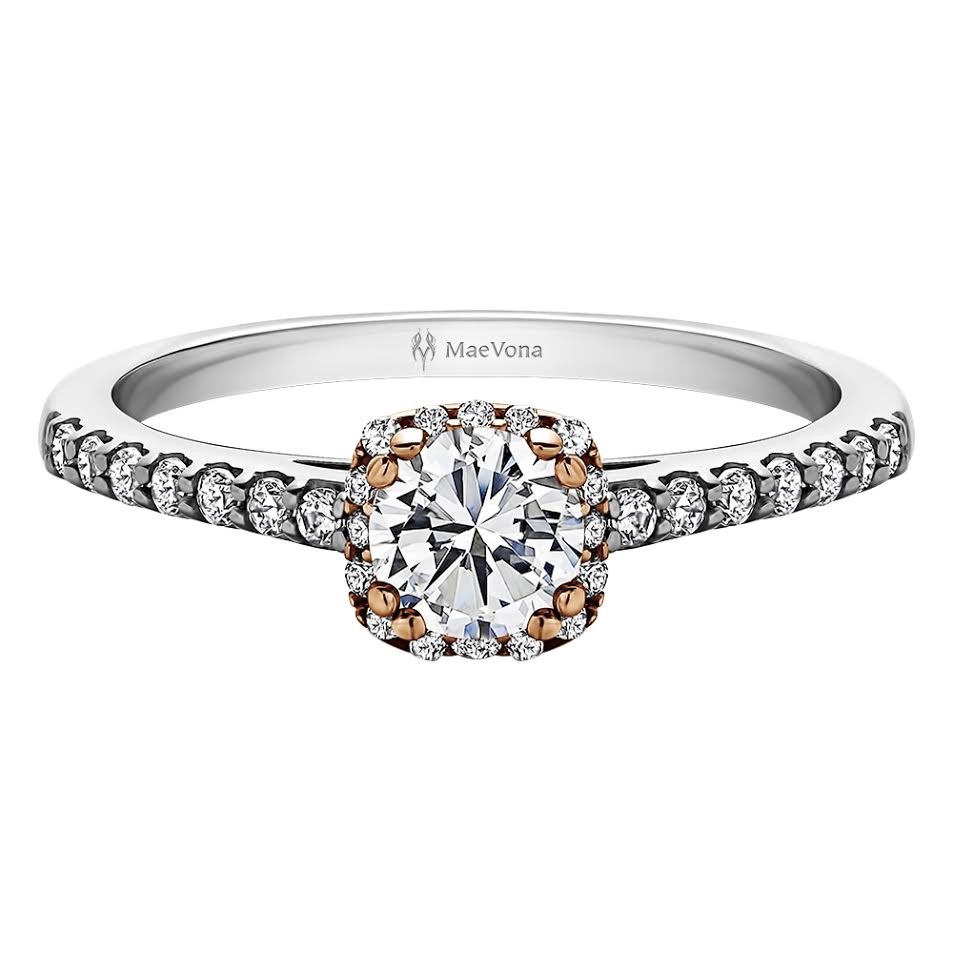 CAITHNESS ROUND HALO ENGAGEMENT RING WITH 0.30ct H-SI ROUND BRILLIANT CENTER