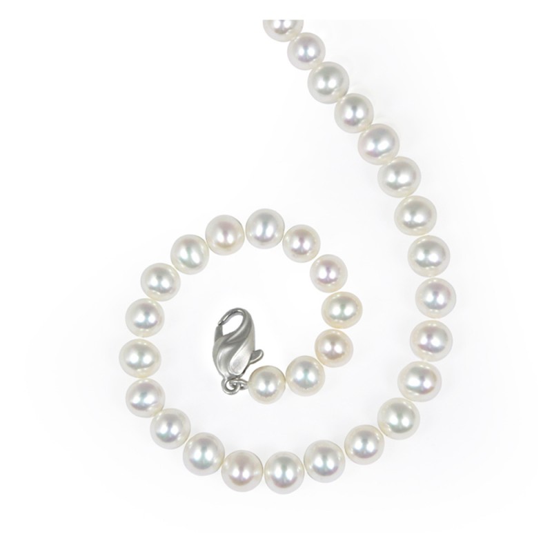 Sterling Silver 7-8MM White ASP Freshwater Cultured Pearl 16