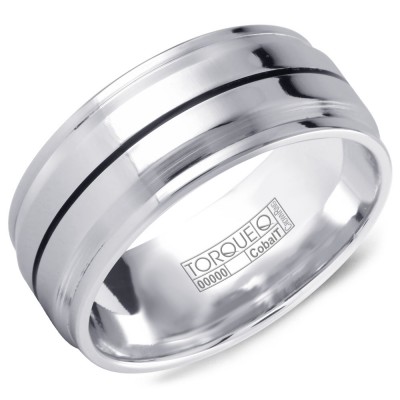 A White Cobalt Torque Band With Black Cobalt Line Detailing.