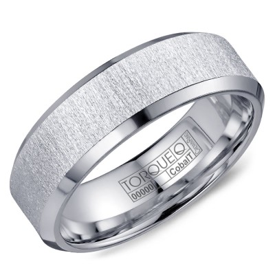 A White Cobalt Torque Band With A Textured Center.