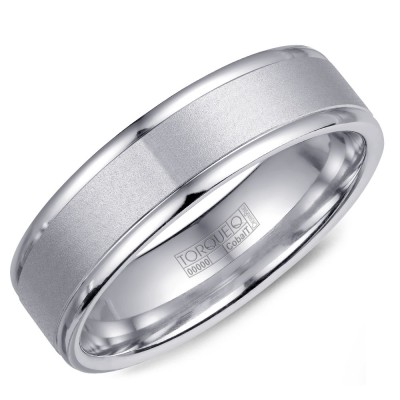 A White Cobalt Torque Band With A Sandpaper Finish And Polished Edges.