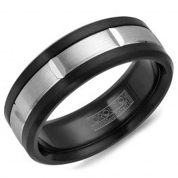 A Black Cobalt Torque Band With A White Gold Inlay.