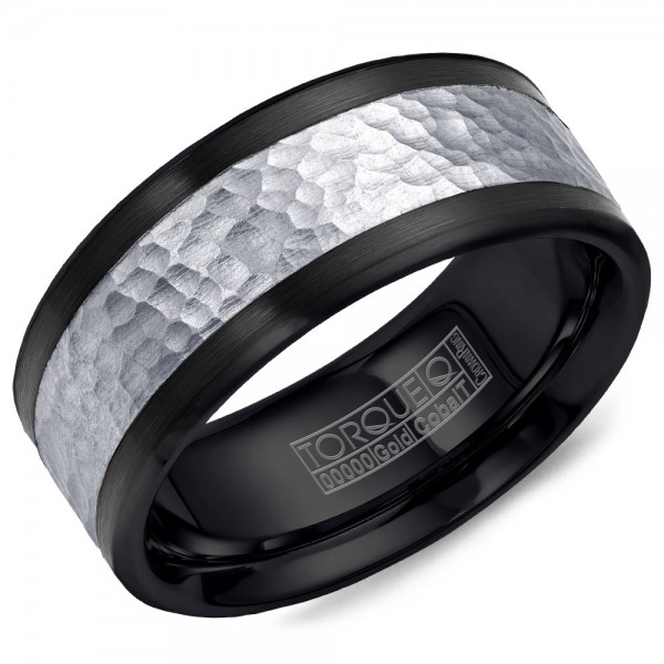 A Black Cobalt Torque Band With A Hammered White Gold Inlay.