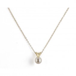 14K 5+MM White Freshwater Cultured Pearl 16
