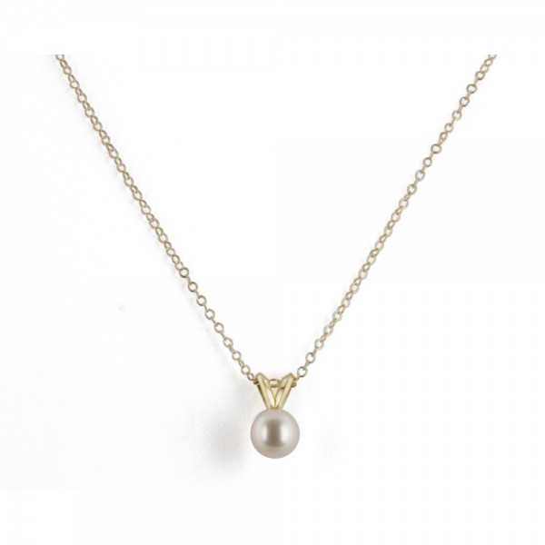 14K 5+MM White Freshwater Cultured Pearl 16