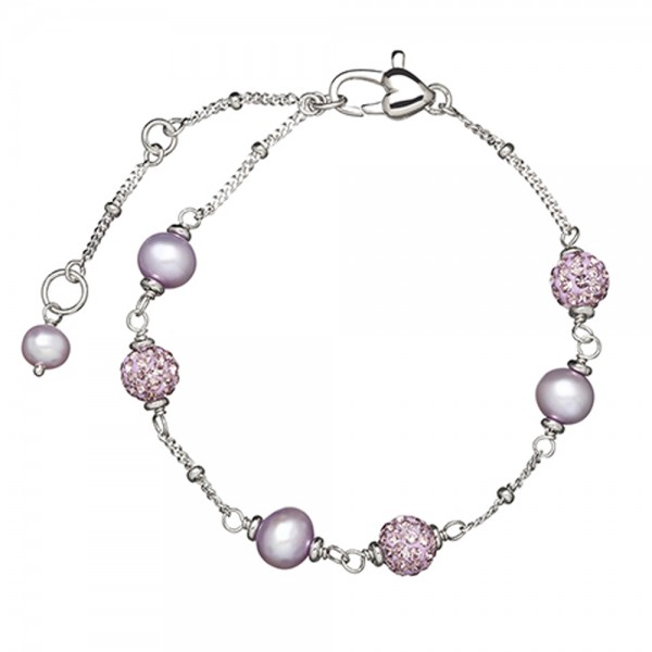 Sterling Silver Lilac 4.5-5.5MM Potato FWCP and Crystal Tin Cup Brac. 6