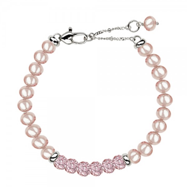 Sterling Silver Pink 5+MM Potato FWCP and Crystal 6