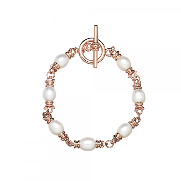 Bronze 8-8.5MM Oval Freshwater Cultured Pearl Toggle Bracelet