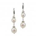 Sterling Silver 8-10MM White Baroque Dangle Earrings