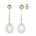 14kyg 8-9mm Oval Freshwater Cultured Pearl Dangle Earrings