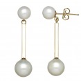 14kyg 5.5-8.5mm Round Freshwater Cultured Pearl and Bar Dangle Earring