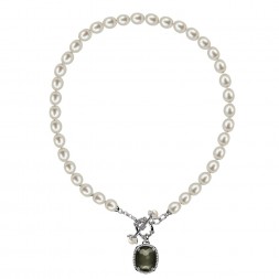 Sterling Silver Pyrite Doublet with Wht Topaz and Wht Oval and Button FWCP NK 18