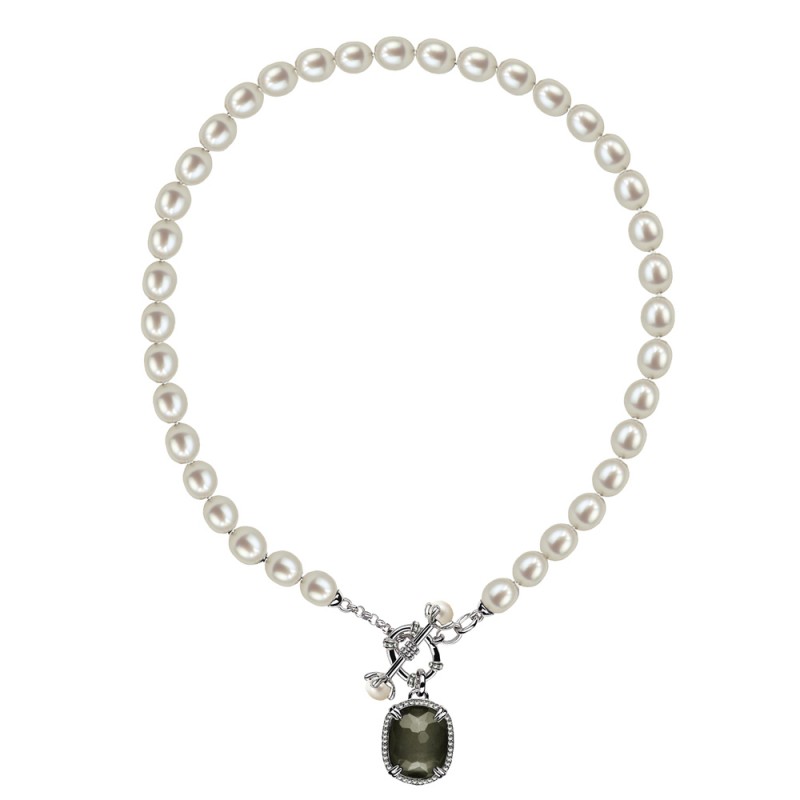Sterling Silver Pyrite Doublet with Wht Topaz and Wht Oval and Button FWCP NK 18