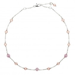 Sterling Silver Pink 4.5-5.5MM Potato FWCP and Crystal NK 14