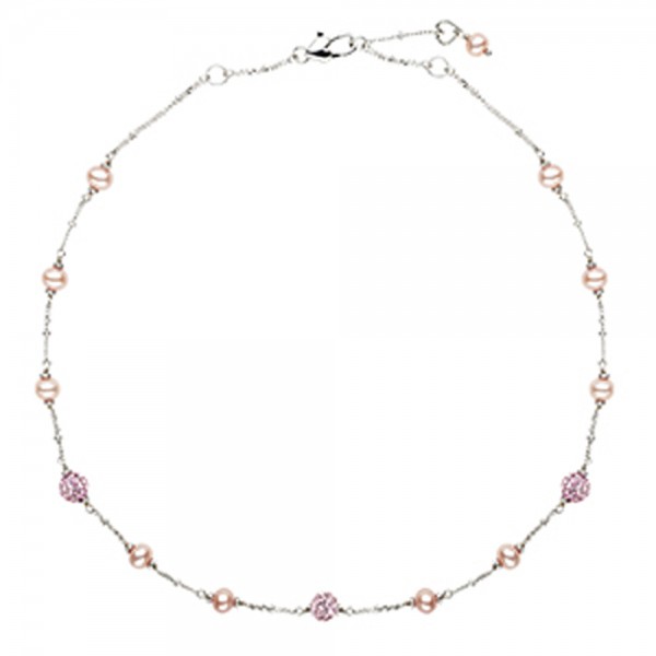 Sterling Silver Pink 4.5-5.5MM Potato FWCP and Crystal NK 14