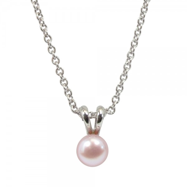 Sterling Silver 5.5+mm Blush Freshwater Cultured Pearl Pendant on 14