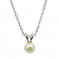 Sterling Silver 5.5+mm Light Green Freshwater Cultured Pearl Pendant on 14