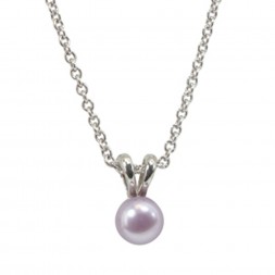 Sterling Silver 5.5+mm Light Purple Freshwater Cultured Pearl Pendant on 14