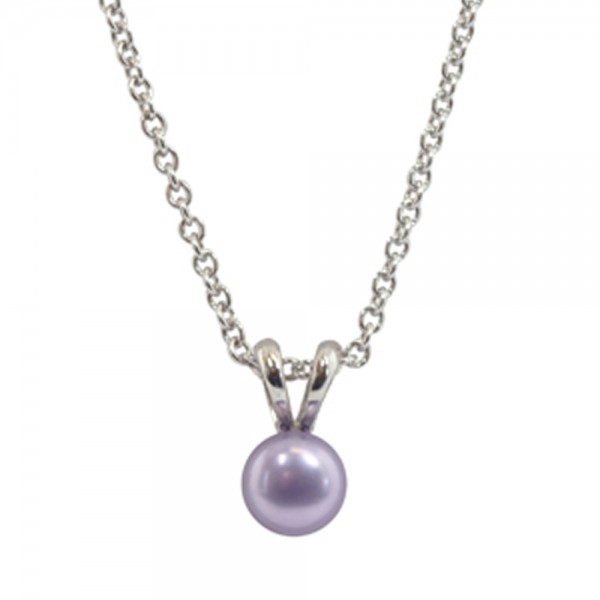 Sterling Silver 5.5+mm Violet Freshwater Cultured Pearl Pendant on 14