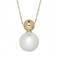 14kyg 10.5-11mm Round Freshwater Cultured Pearl Pendant on 18